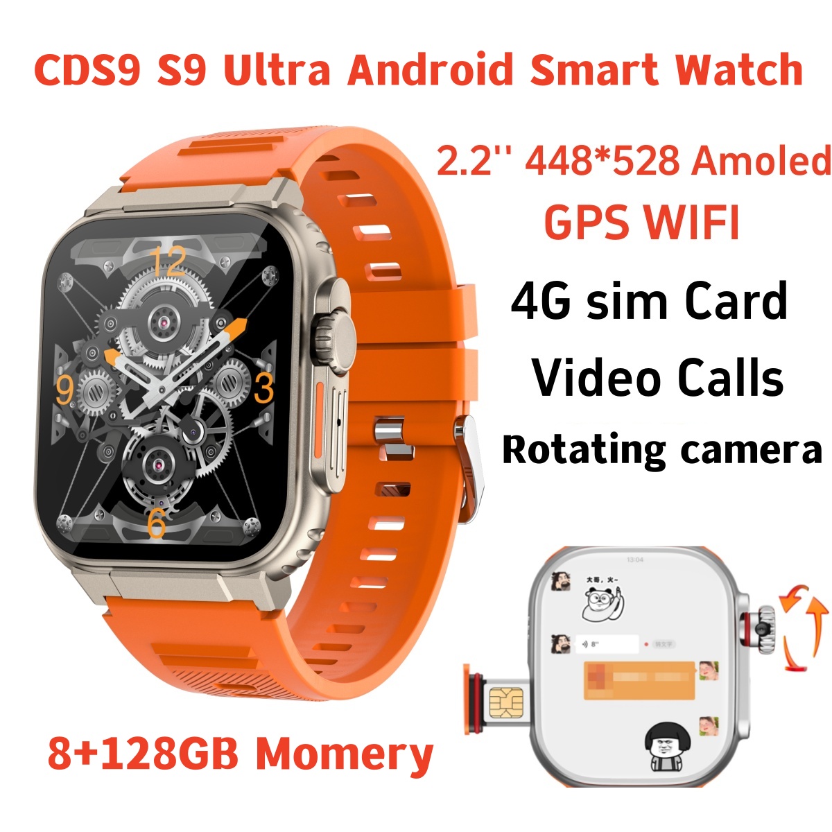 Smartwatch Square Watches For Men - สมาร์ทวอทช์ S10 รุ่นดั้งเดิม รองรับเครือข่าย 4G/5G ใส่ซิมการ์ด