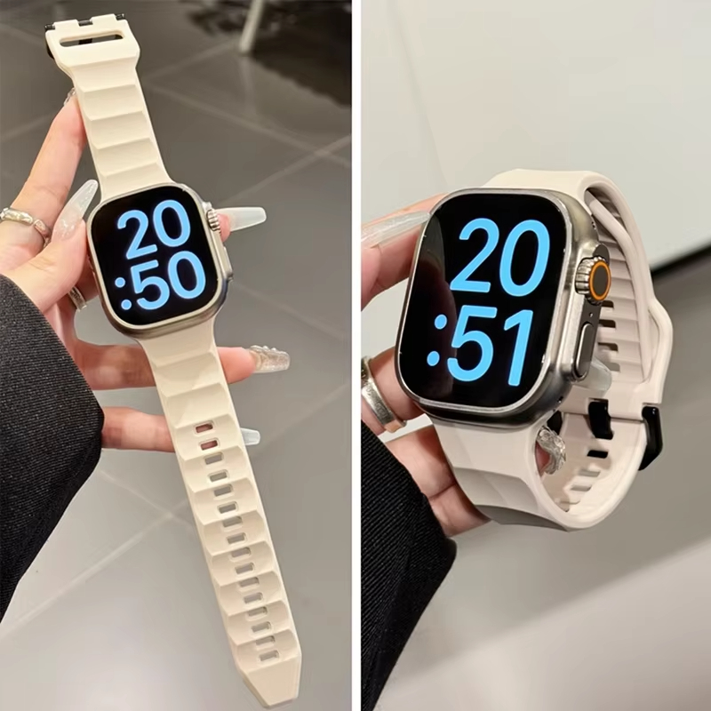 Smartwatch Apple Watches For Women - สายนาฬิกาซิลิโคนแบบหยัก ทนทาน สำหรับ Apple Watch Series