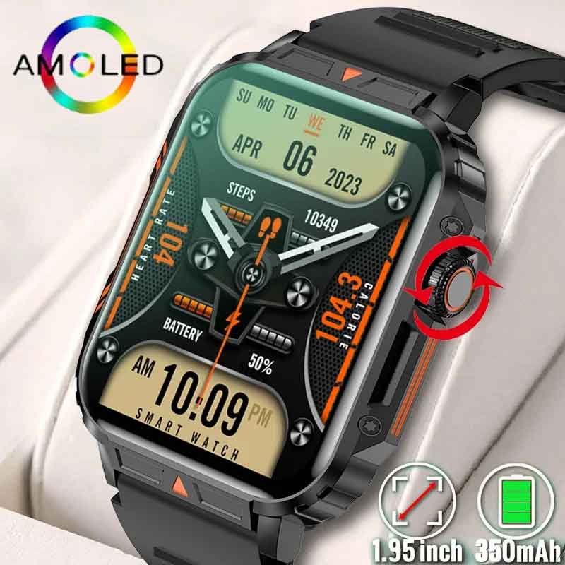 Smartwatch Square Watches For Men - 1.91สมาร์ทวอทช์สำหรับผู้ชาย, สมาร์ทวอท์ชกลางแจ้งทหารสำหรับแอนดรอยด์ iOS นาฬิกาออกกำลังกายกันน้ำ IP68