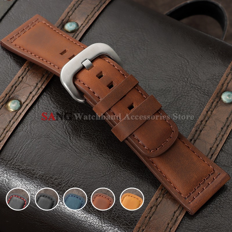 Watches Rolex Smartwatch - สายนาฬิกาหนังวินเทจขนาด 28 มม. สายนาฬิกาหนังลูกวัว สายรัดสมาร์ทวอทช์ สำหรับ