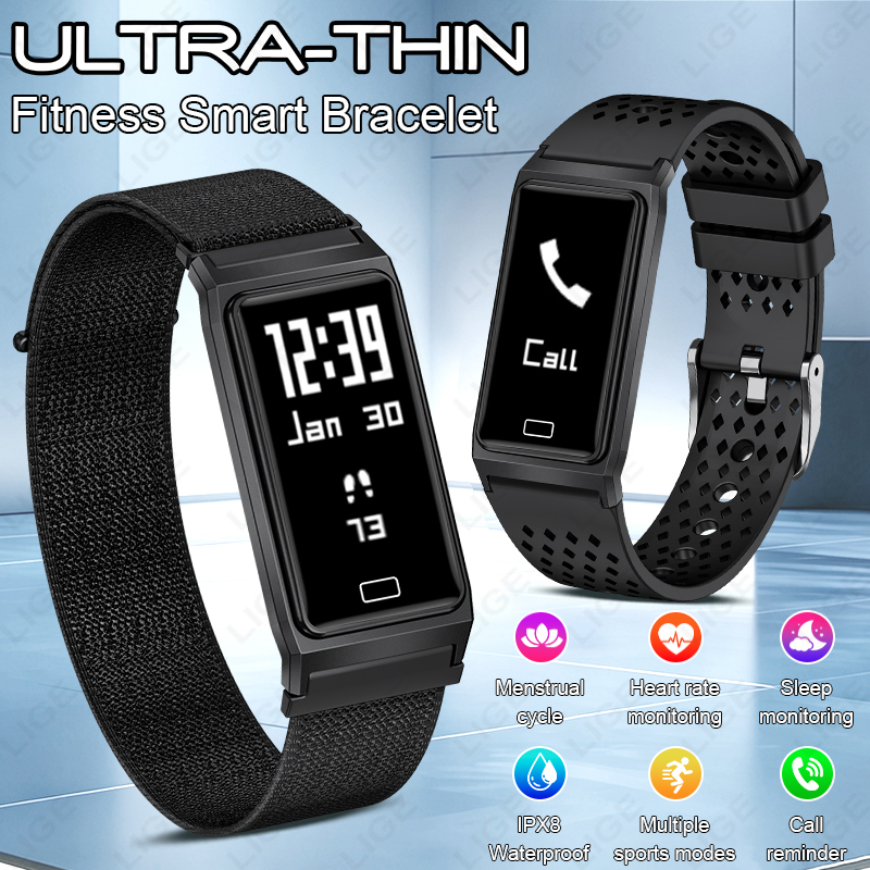 Smartwatch Slim Watches For Men - ใหม่อัลตร้าสลิม 4.9 มม.สมาร์ทวอทช์ผู้หญิงผู้ชายเครื่องวัดอัตราการเต้นของหัวใจ IPX8 กันน้ำกีฬาฟิตเนสติดตามสมาร์ทวอทช์เครื่องนับก้าว