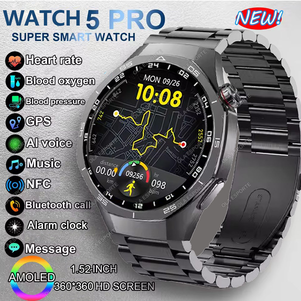 Smartwatch Watches For Women With Gps - นาฬิกาอัจฉริยะรุ่นใหม่ Watch 5 Pro หน้าจอ AMOLED