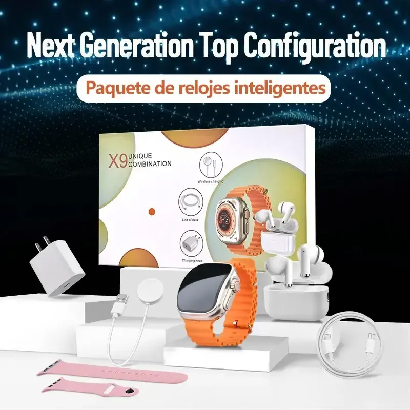 Smartwatch Premium Watches For Women - ชุดสมาร์ทวอทช์พรีเมียม 6-in-1 พร้อมหูฟังไร้สาย TWS ชุดคอมโบ ที่ชาร์จเร็ว