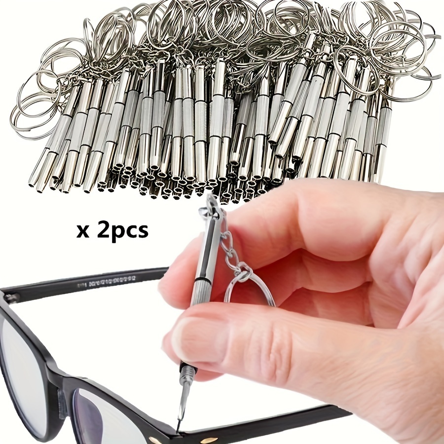 Watch Tool Repair Kit - ไขควงเหล็กสองอัน, ไขควงสำหรับแว่นตา, ชุดเครื่องมือซ่อมนาฬิกาพร้อมพวงกุญแจ, เครื่องมือช่างแบบพกพา, ไขควงความแม่นยำสูง