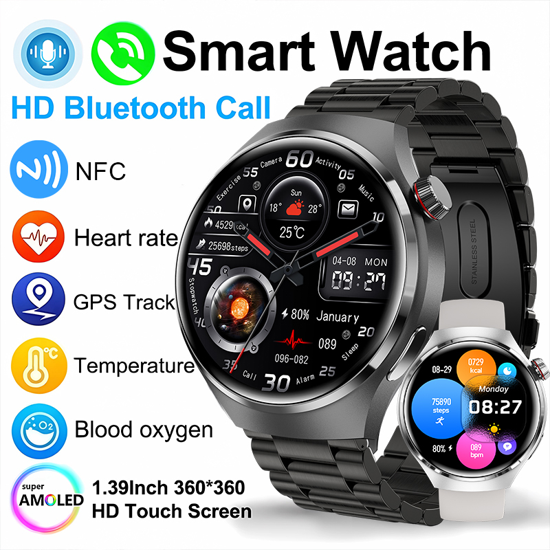 Smartwatch Watches For Women With Gps - 2026 ใหม่สมาร์ทวอทช์เครื่องวัดอัตราการเต้นของหัวใจบลูทูธโทร NFC GPS ตัวติดตาม IP68