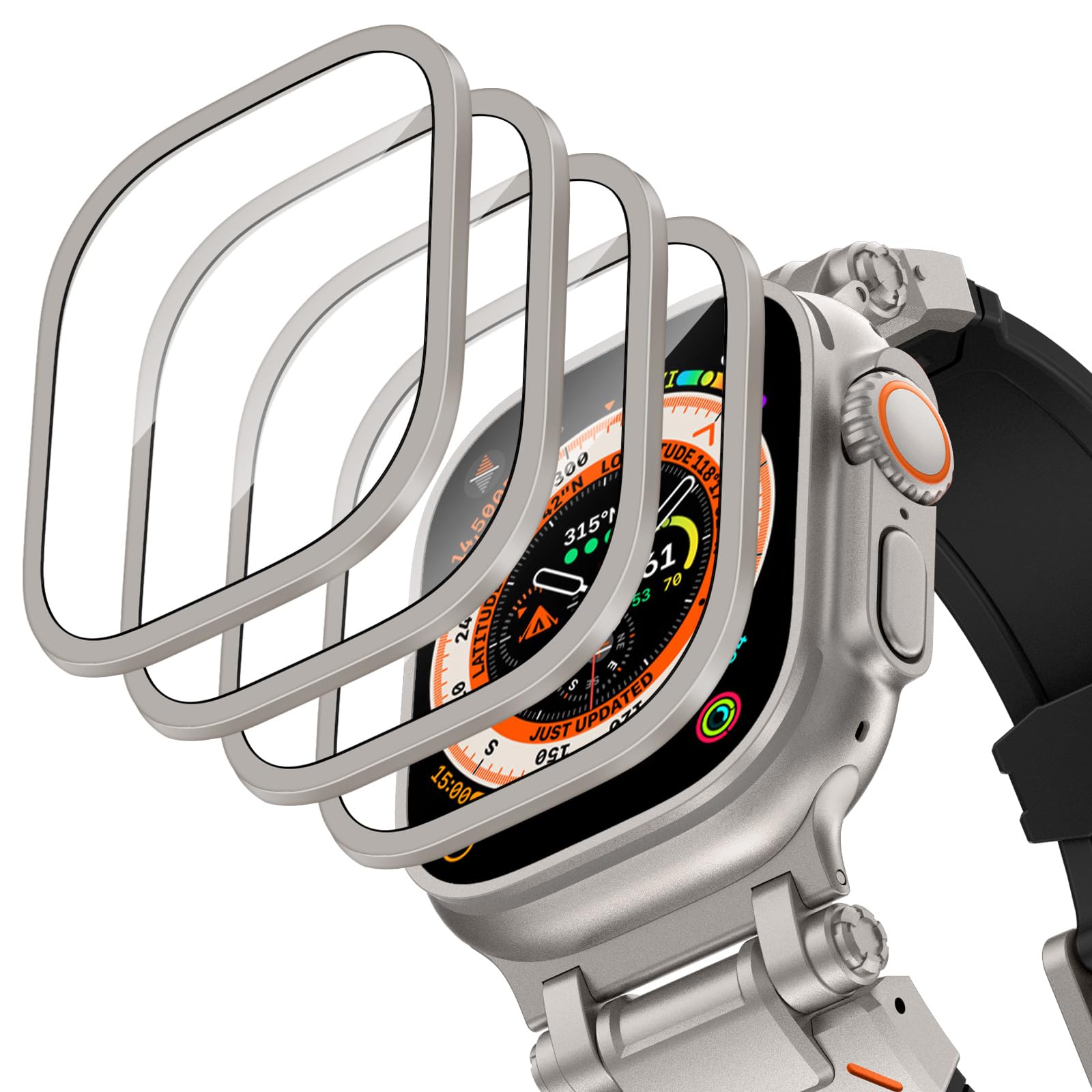 Smartwatch Apple Watches For Women - เคสอลูมิเนียมอัลลอยด์ + กระจกนิรภัยสำหรับแอปเปิ้ลวอทช์อัลตร้า 2-3 49 มม.ป้องกันรอยขีดข่วนป้องกันหน้าจอไอวอทช์
