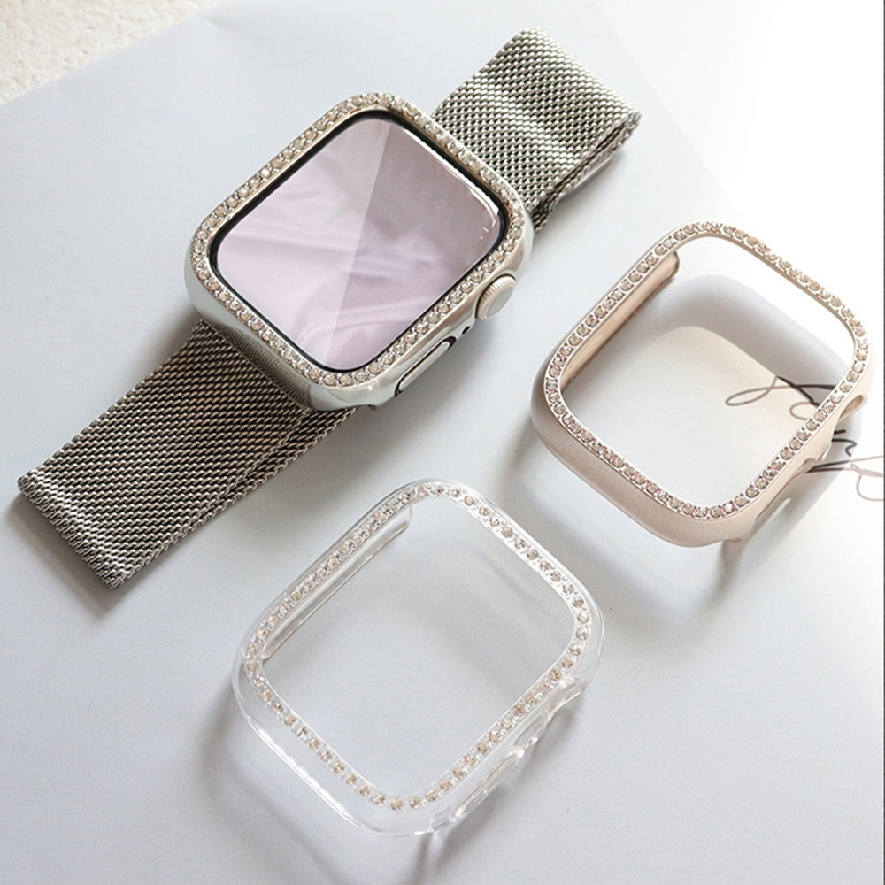 Smartwatch New Watches - ใหม่แก้ว + กรณีเพชรสำหรับแอปเปิ้ลวอชซีรีส์ 10 9 8