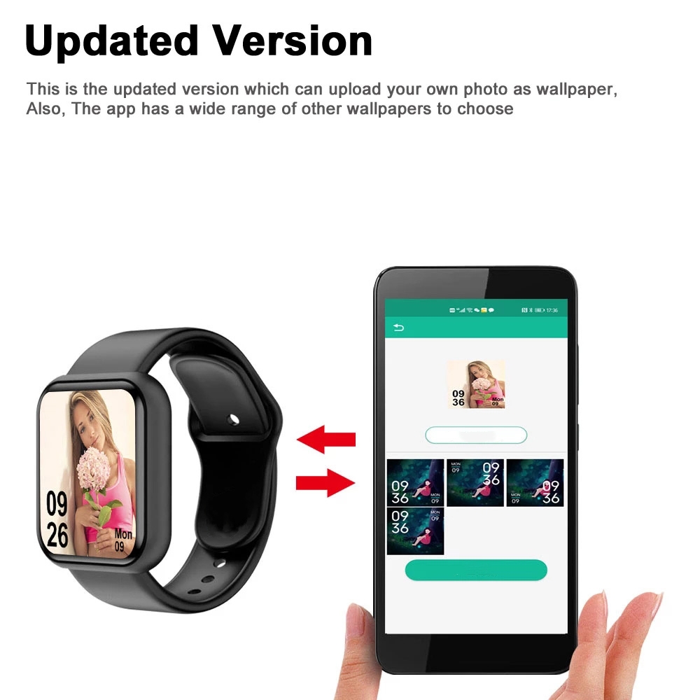สมาร์ทวอท์ชสําหรับผู้ชายผู้หญิ - Smartwatch Square Watches For Men บทวิจารณ์และราคา