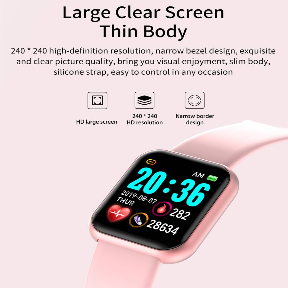 นาฬิกาสมาร์ทวอทช์สายรัดข้อมือฟ - Smartwatch Square Watches For Men บทวิจารณ์และราคา