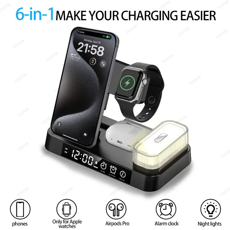 แท่นชาร์จไร้สาย LED 6 in 1 แบบ - Watch 7 Smartwatch Iphone บทวิจารณ์และราคา