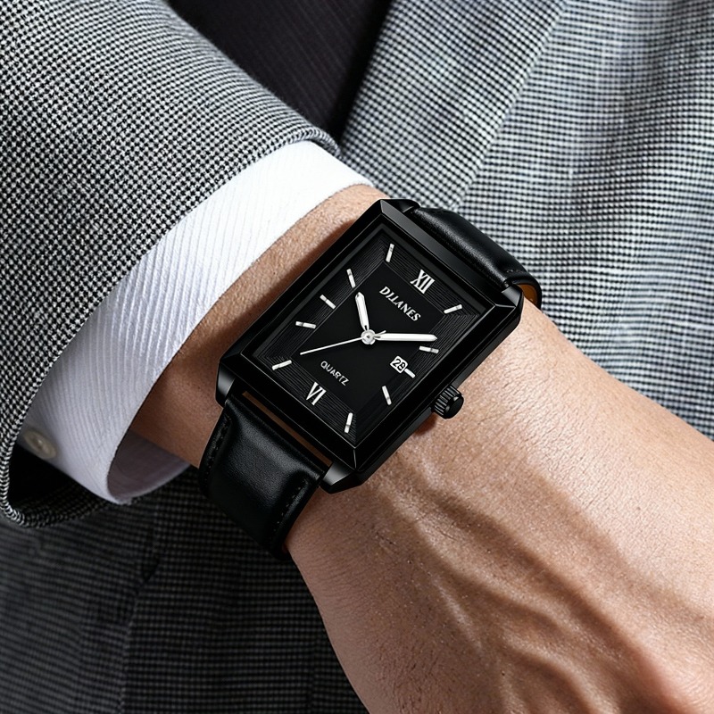 นาฬิกาข้อมือหนังผู้ชายสไตล์ลำล - Smartwatch Square Watches For Men บทวิจารณ์และราคา