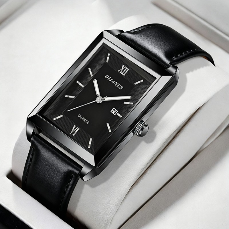 นาฬิกาข้อมือหนังผู้ชายสไตล์ลำล - Smartwatch Square Watches For Men บทวิจารณ์และราคา