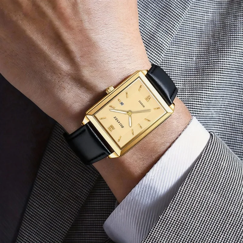 นาฬิกาข้อมือหนังผู้ชายสไตล์ลำล - Smartwatch Square Watches For Men บทวิจารณ์และราคา