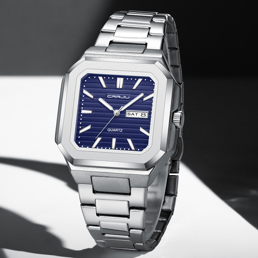 CRRJU นาฬิกาข้อมือสแตนเลสลำลอง - Smartwatch Square Watches For Men บทวิจารณ์และราคา