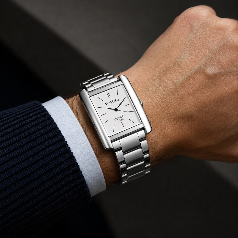 นาฬิกาข้อมือผู้ชายสแตนเลสสตีลส - Smartwatch Square Watches For Men บทวิจารณ์และราคา