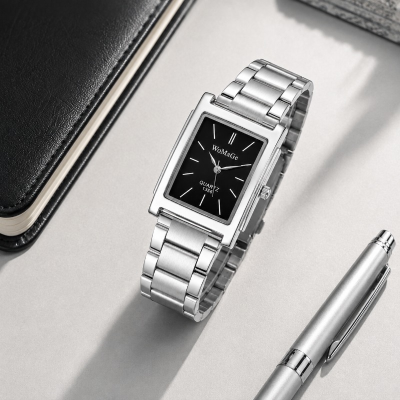 นาฬิกาข้อมือผู้ชายสแตนเลสสตีลส - Smartwatch Square Watches For Men บทวิจารณ์และราคา
