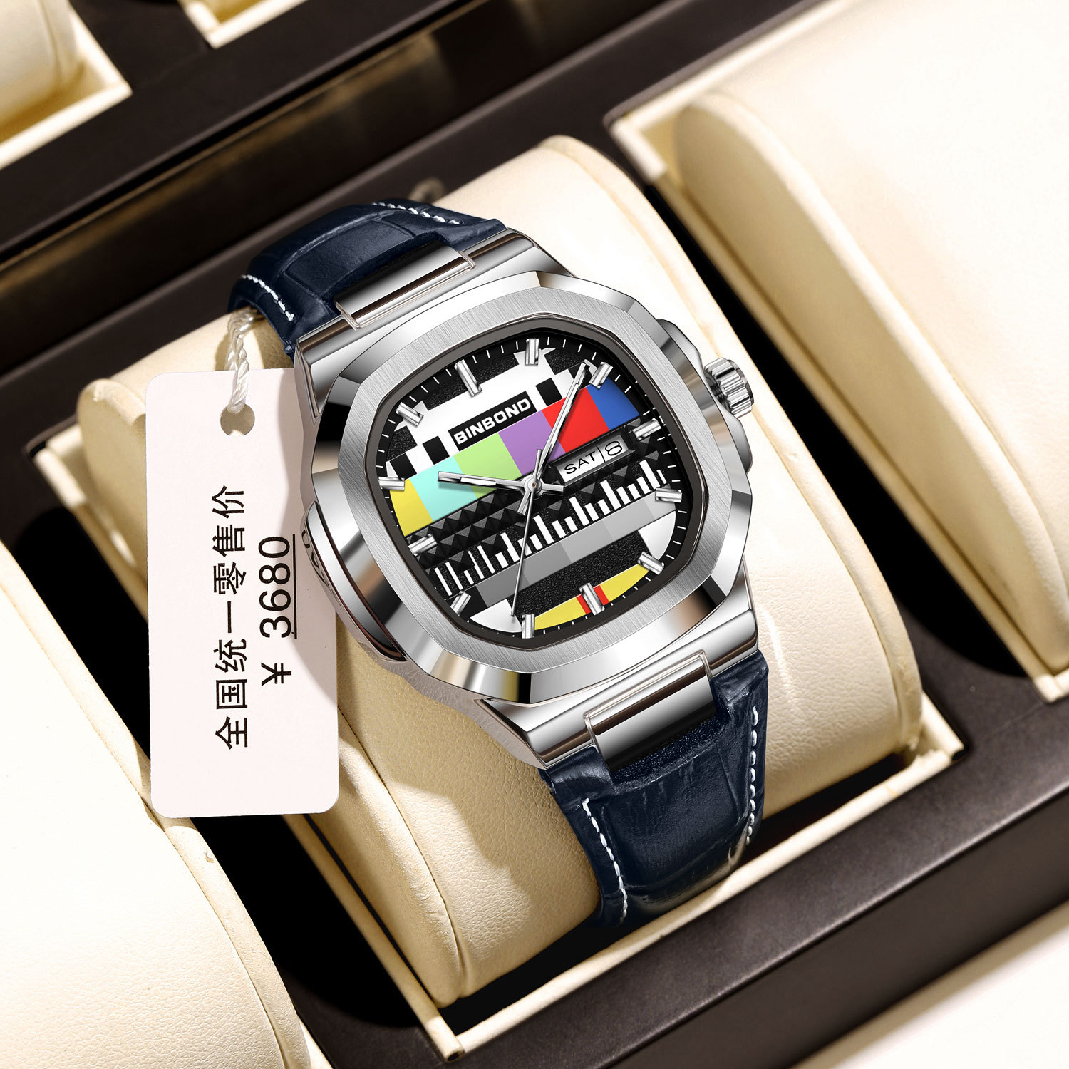 BINBOND นาฬิกาข้อมือทรงสี่เหลี - Smartwatch Square Watches For Men บทวิจารณ์และราคา