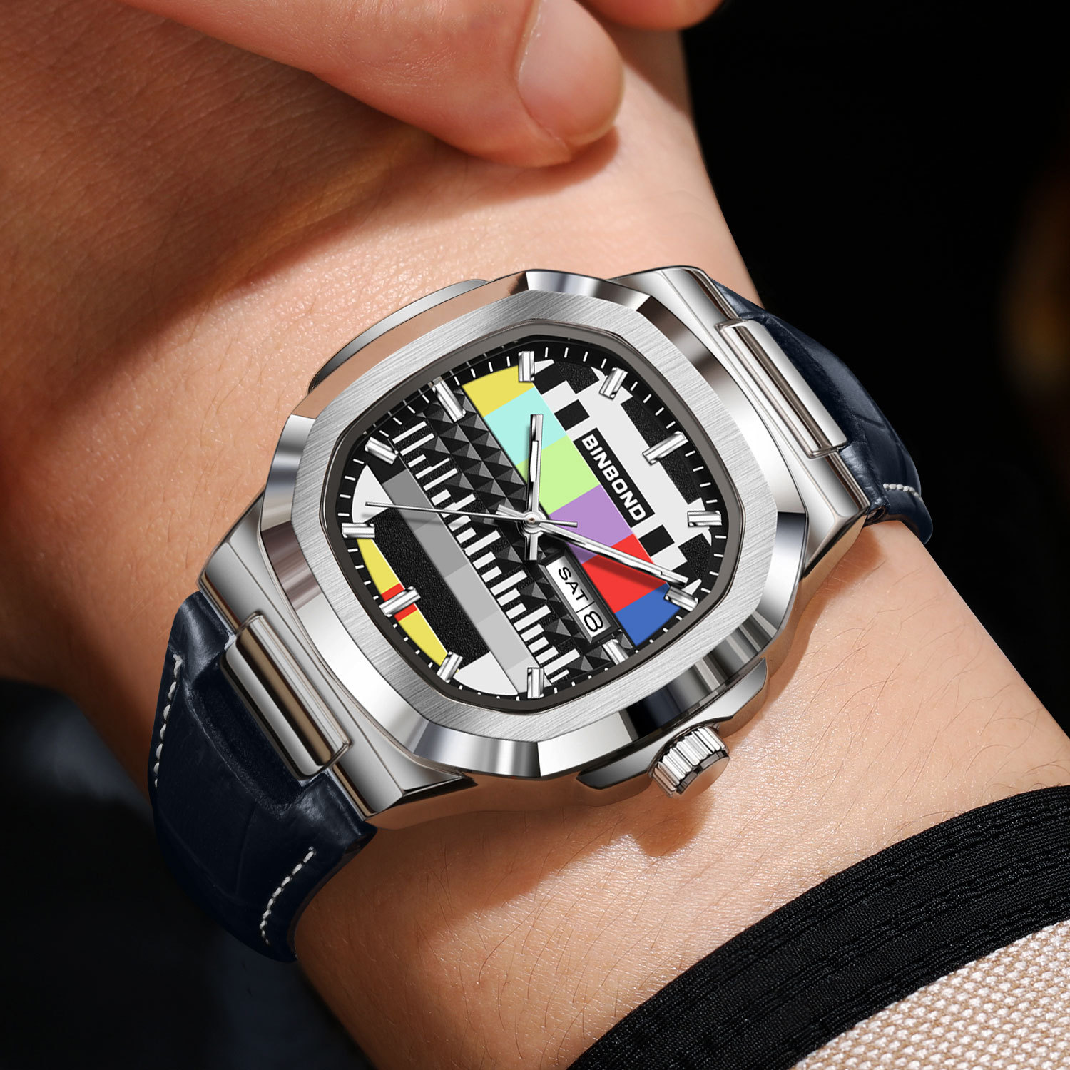 BINBOND นาฬิกาข้อมือทรงสี่เหลี - Smartwatch Square Watches For Men บทวิจารณ์และราคา